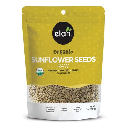Elan Organic Raw Sunflower Seeds, 7.1 oz, Unsalted Kernels, Shelled Seeds, No Shell, Non-GMO, Vegan, Gluten-Free, Kosher, All Natural Snacks &amp; Toppings