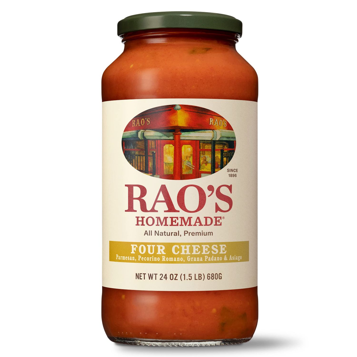 Rao&#39;s Homemade Four Cheese Pasta Sauce, 24 oz, Tomato Sauce, All Purpose, Keto Friendly Pasta Sauce, Premium Quality Tomatoes from Italy