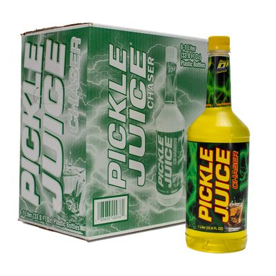 Pickle Juice Chaser 1 Liter Bottles - Pickle Juice for Pickle Backs - Electrolyte Pickle Juice for Day &amp; Night Time Cramp Relief - 6 Pack
