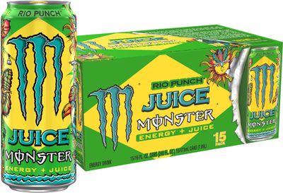 Monster Energy Juice Rio Punch, Energy + Juice, Energy Drink, 16 Ounce (Pack of 15)