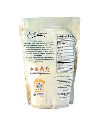 Sweet Therapy Delicious Ginger Chews Sugar Free - Sugar free ginger candy - Sugar free Candy -Sugar free snacks -Zero sugar candy - Calorie free candy