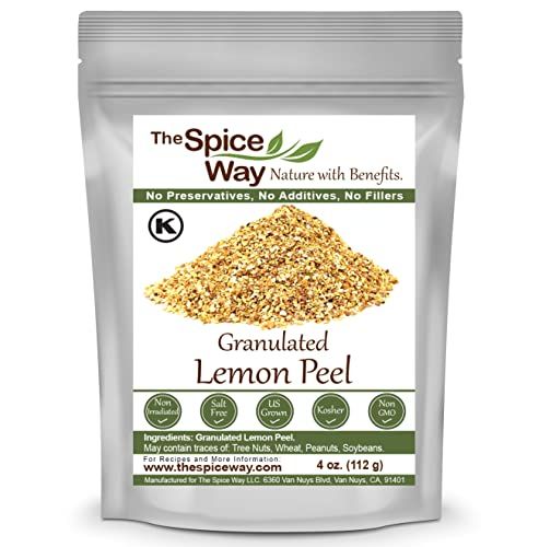 The Spice Way Lemon Peel - Granules (4 oz) zest and rind without any preservatives. Fresh lemon zest or dried lemon peel for cooking, baking and tea