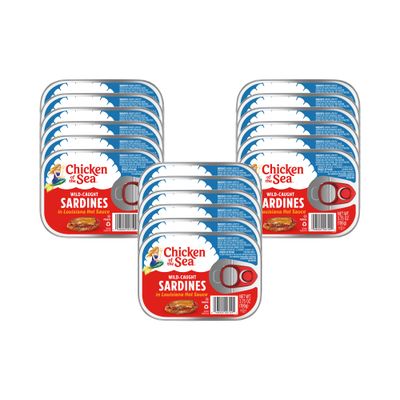 Chicken of the Sea Sardines in Louisiana Hot Sauce, 3.75 Ounce Cans (Pack of 18), Wild Caught Sardines, Packaging May Vary