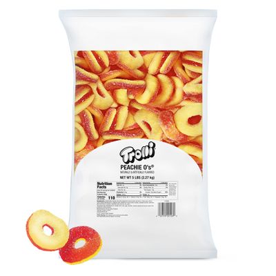 Trolli Peachie O&#39;s Sour Gummy Rings Candy, 5 Pound Bulk Bag