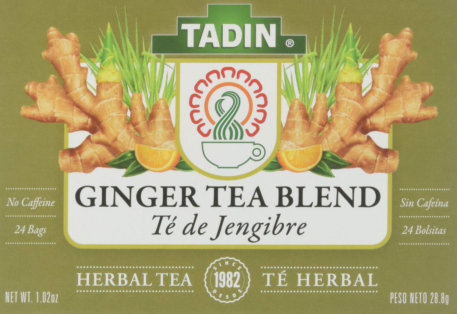 Tadin Herb and Tea Caffeine Free Ginger Root, 24 Count (Pack of 6)