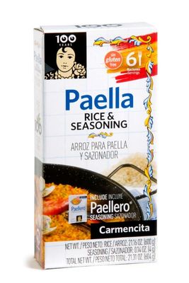 Carmencita. Rice and Seasoning. Includes Paellero seasoning. 604g (21.31oz)