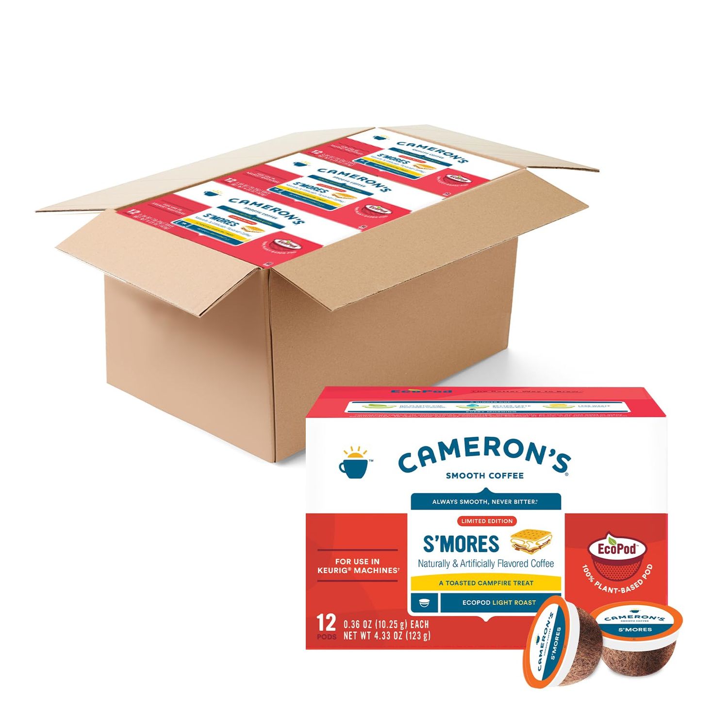 Cameron&#39;s Coffee Single Serve Pods, S&#39;mores Flavored, 12 Count (Pack of 6)