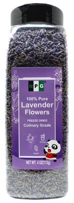NPG Freeze Dried Lavender Flowers 4 Oz, Culinary Grade Lavender Buds for Tea, Baking, DIY Soap, Candle Making, Potpourri, Natural Fragrance Sachets, All-Natural, Non-GMO, Gluten-Free