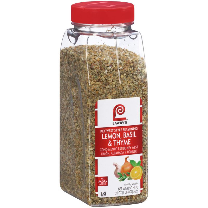 Lawry&#39;s Key West Style Lemon, Basil &amp; Thyme Seasoning, 20 oz - One 20 Ounce Container of Lemon, Basil and Thyme Seasoning for Mediterranean Style Dishes, Best with Salads, Seafood and Vegetables