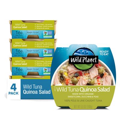 Wild Planet Ready-To-Eat Wild Tuna Quinoa Salad With Organic Sweetcorn, Zucchini &amp; Peas, Tuna Salad, 5.6oz (Pack Of 4)