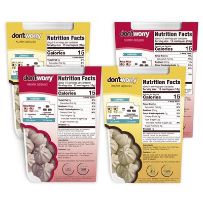 Don't Worry Keto Friendly Meringue Cookies - Strawberry & Vanilla Cookies, 4 Calorie Meringue Cookies, Low Carb Snacks, Healthy Snacks - 4 Pack