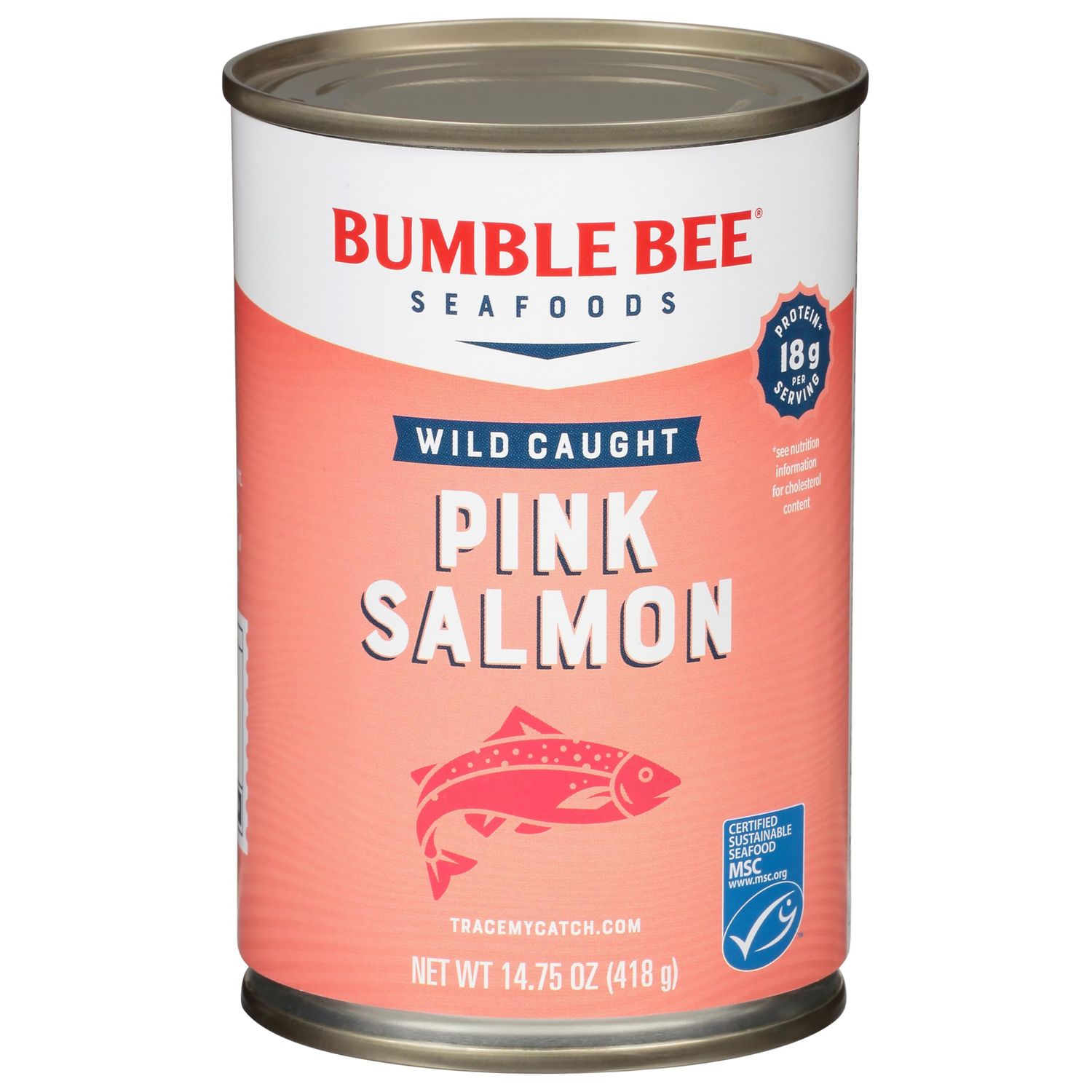 Bumble Bee Canned Pink Salmon, 14.75 oz Can - Premium Wild Caught Salmon with Skin &amp; Bones - 18g Protein per Serving - MSC Certified Sustainable Seafood, Non-GMO, Gluten Free, Kosher