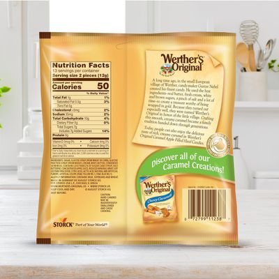 Werthers Original Caramel Apple Filled Hard Candies, Pack of 4 (2.65 oz each) - Individually Wrapped Candy, Caramel Candy, Hard Candy, Gourmet Caramels, Hard Caramel Candy with Apple Filled Center