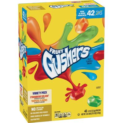 Fruit Fruit Fruit Gushers Variety Pack, Strawberry Splash &amp; Tropical (42 ct.) A1