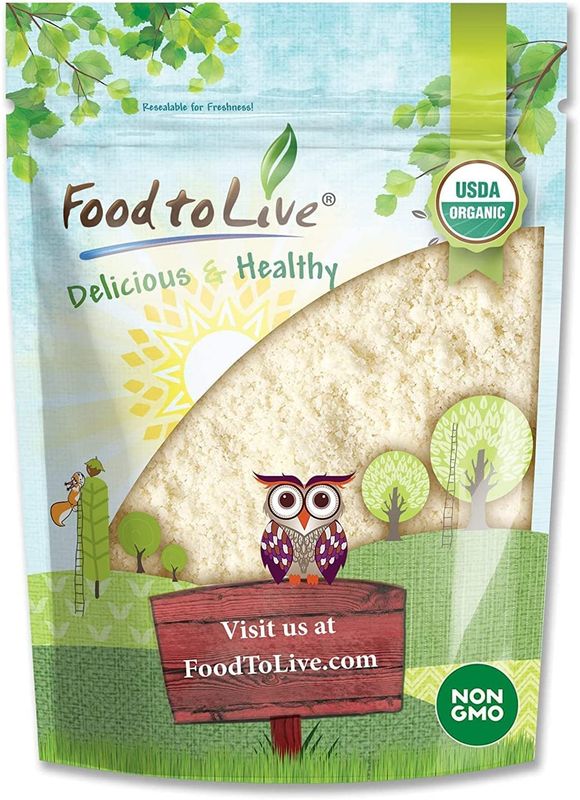 Food to Live Organic Almond Flour, 2 Pounds - Extra Fine Blanched Prime Meal, Non-GMO, Low Carb, Culinary Grade, Kosher, Keto, Paleo and Vegan Super Powder, Bulk