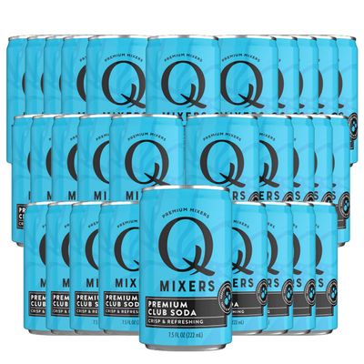 Q Mixers Club Soda, Premium Cocktail Mixer Made with Real Ingredients 7.5oz Cans | 30 PACK