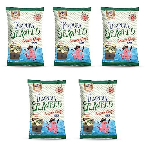 Swashbuckle Snacks Crispy Tempura Seaweed Snack Chips Original Flavor 0.95oz (27g) - 5 pack, Made in Japan, Otsumami