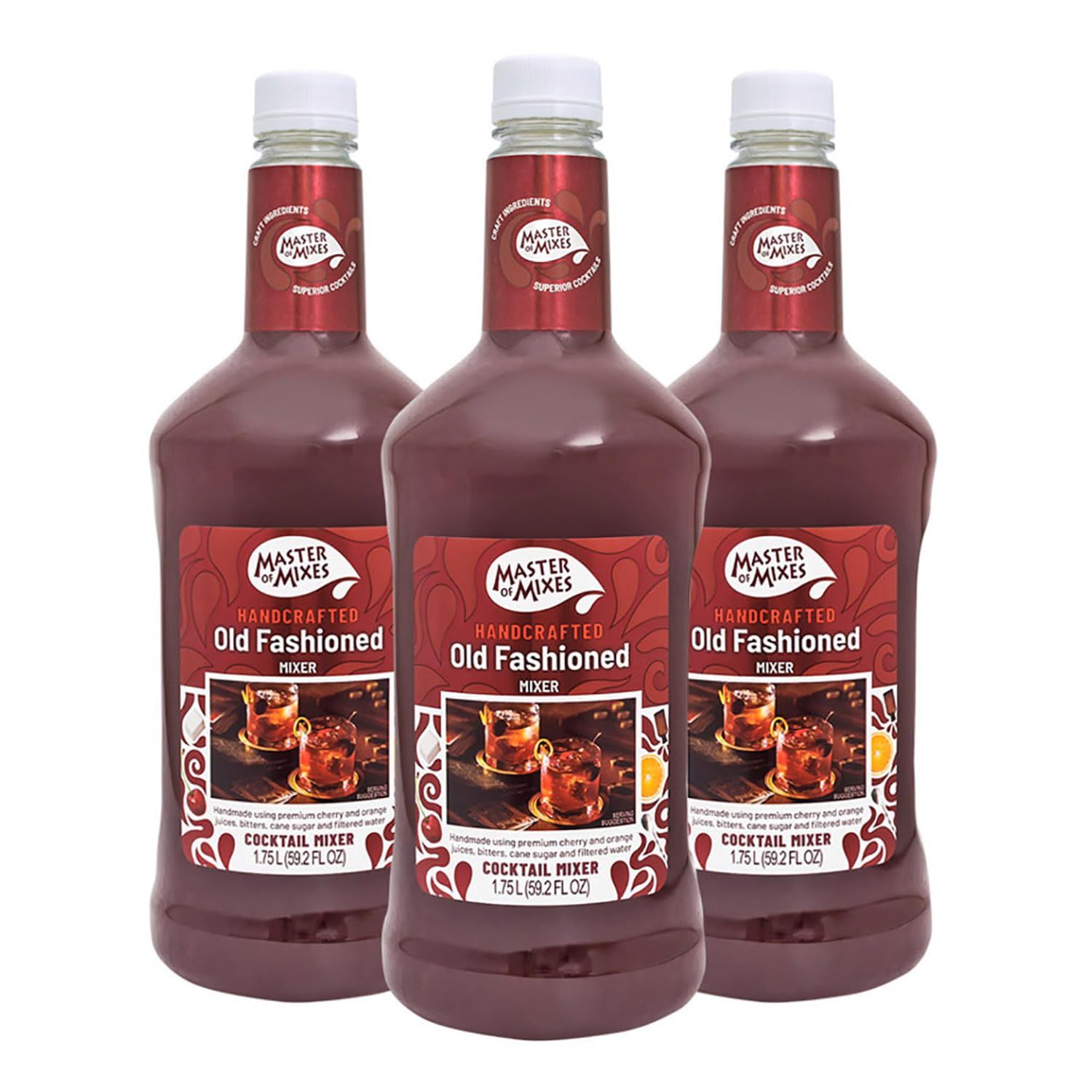 Master of Mixes Old Fashioned Drink Mix, Ready To Use, 1.75 Liter Bottle (59.2 Fl Oz), Pack of 3