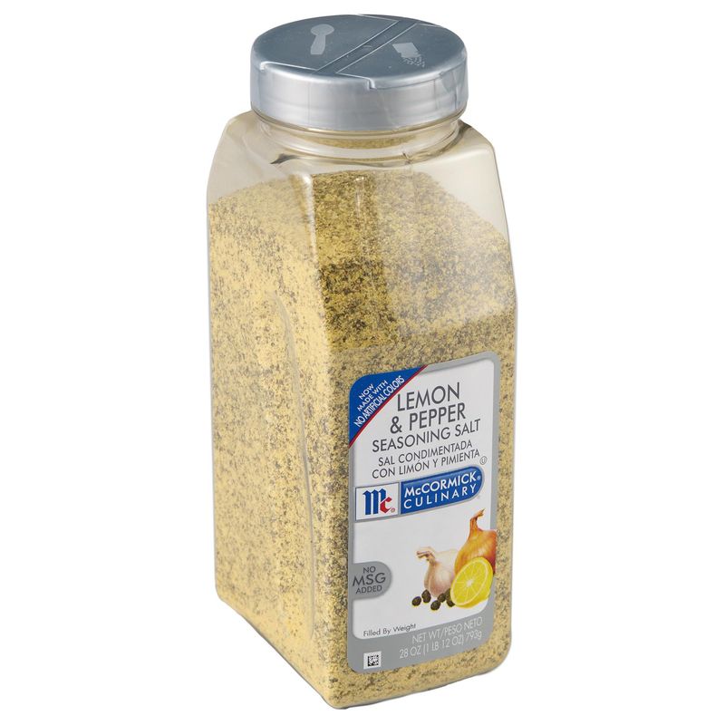 McCormick Culinary Lemon &amp; Pepper Seasoning Salt, 28 oz - One 28 Ounce Container Lemon Pepper Seasoning, Perfect for Asparagus, Broccoli, Brussels Sprouts, Seafood and Poultry Dishes