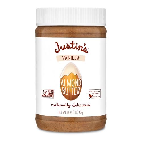 Justin&#39;s Vanilla Almond Butter, Gluten-free, Non-GMO, Vegan, Sustainably Sourced, 16 Ounce Jar