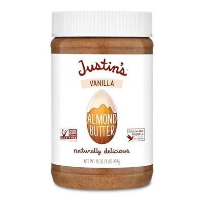 Justin&#39;s Vanilla Almond Butter, Gluten-free, Non-GMO, Vegan, Sustainably Sourced, 16 Ounce Jar