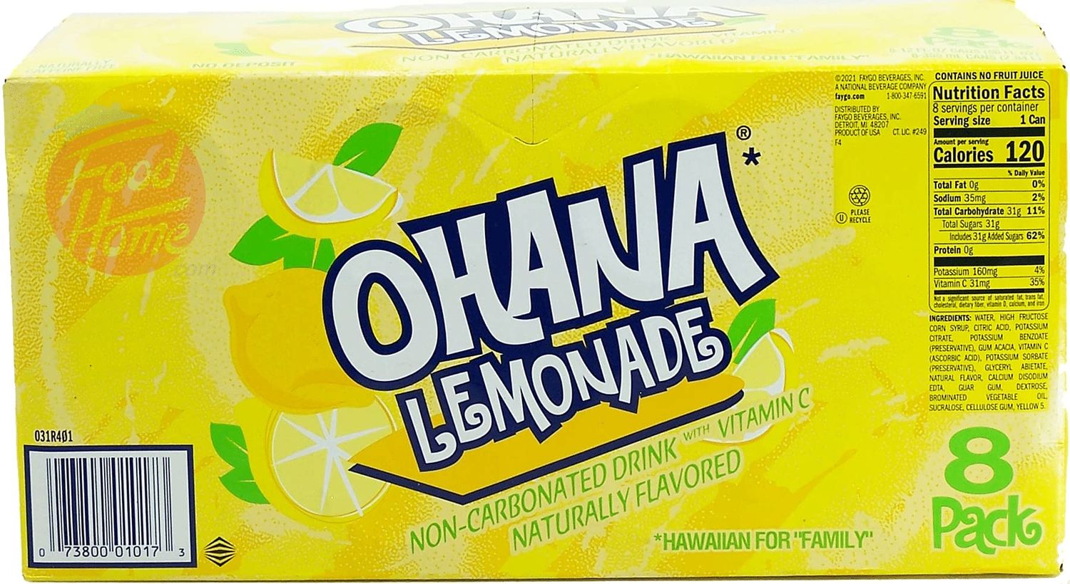 Ohana! lemonade, non-carbonated drink, caffeine free, 12-flu