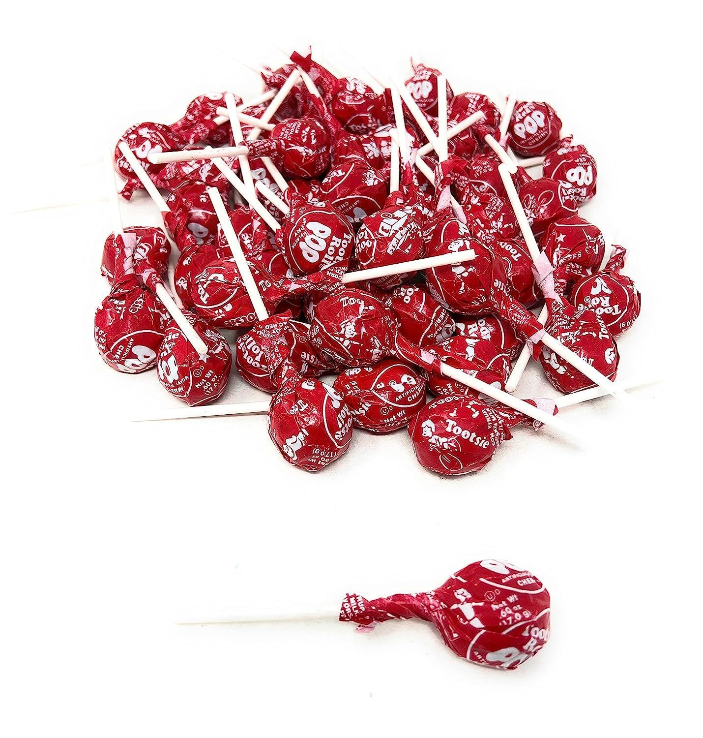 Cherry Red Only Tootsie Pops Bulk Candy 60 Count Lollipops Suckers Variety Value Pack Aprox. 2.5 lbs (40 Oz) Packaging Might Vary