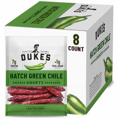 Duke&#39;s Pork Hatch Green Chile Smoked Shorty Sausages, 7g Protein Per Serving, 5 oz. (Pack of 8)
