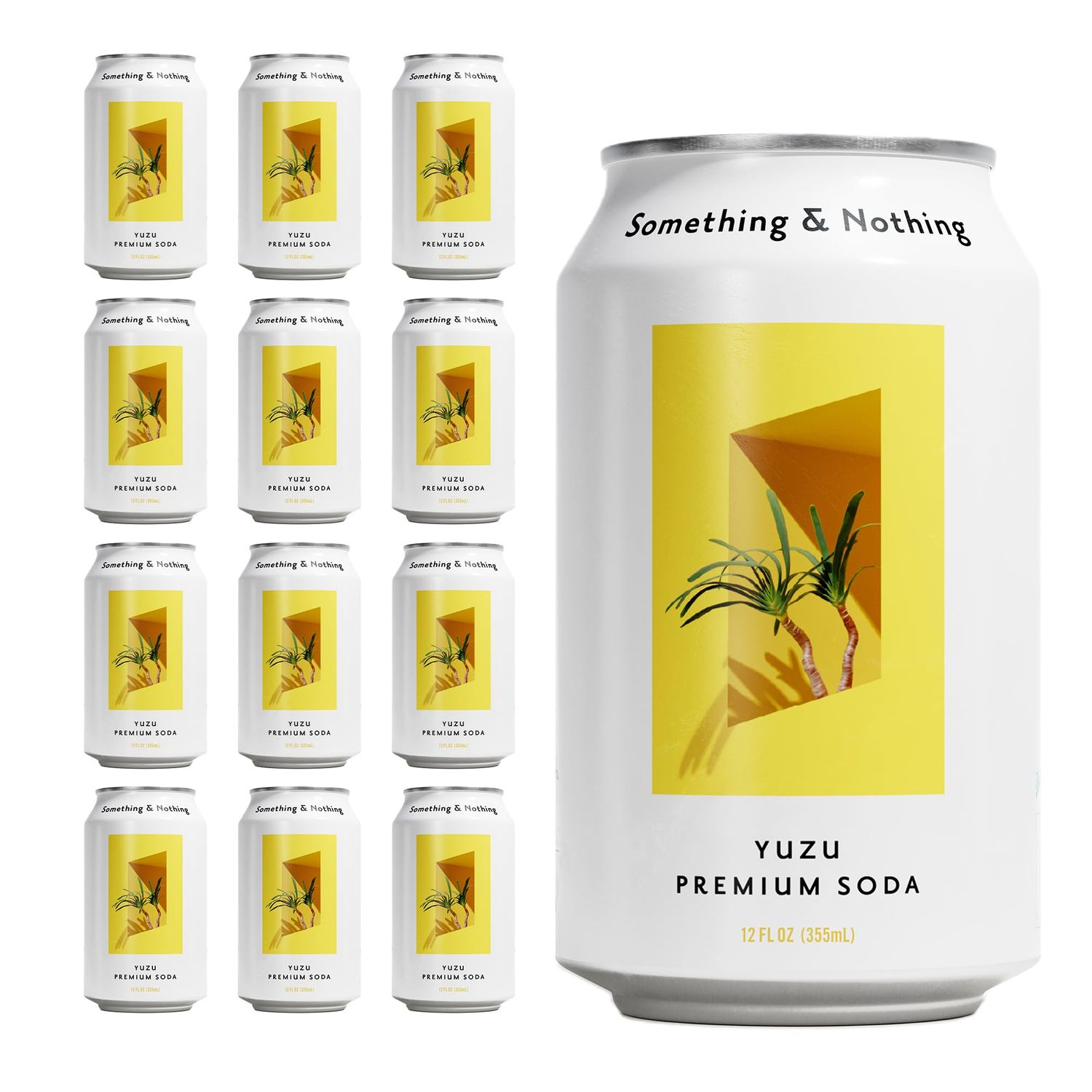Something &amp; Nothing Flavoured Sparkling Water - Lightly Carbonated, Full Flavoured with Added Grape &amp; Lemon Juice | Vegan &amp; Low Calorie Soda | 350ml Cans, Pack of 12 (Yuzu)