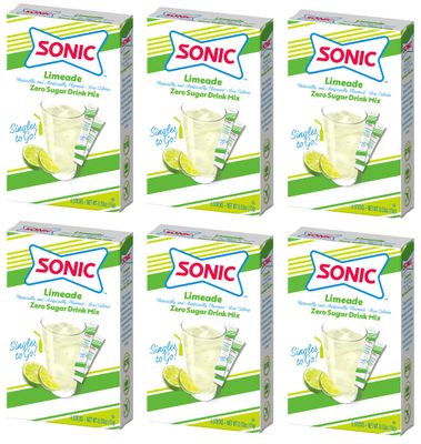 Sonic Limeade Singles to Go Drink Mix, Includes 6 Boxes with 6 Packets in Each Box, 36 Total Packets