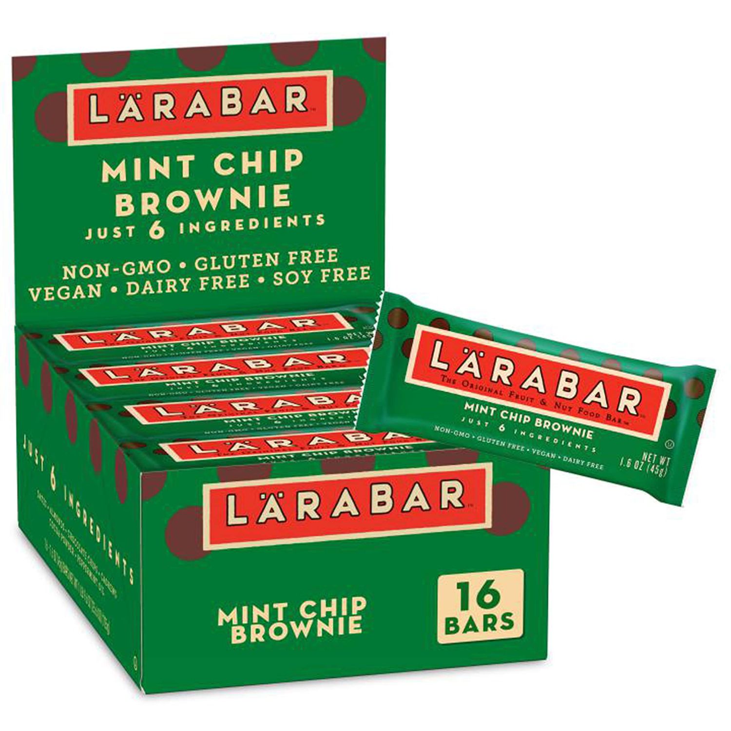 Larabar Mint Chip Brownie, Gluten Free Vegan Fruit &amp; Nut Bar, 16 Ct
