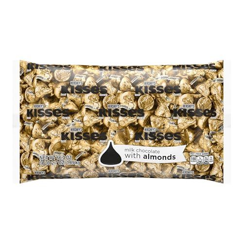 HERSHEY&#39;S KISSES Milk Chocolate with Almonds Candy Bulk Bag, 66.7 oz