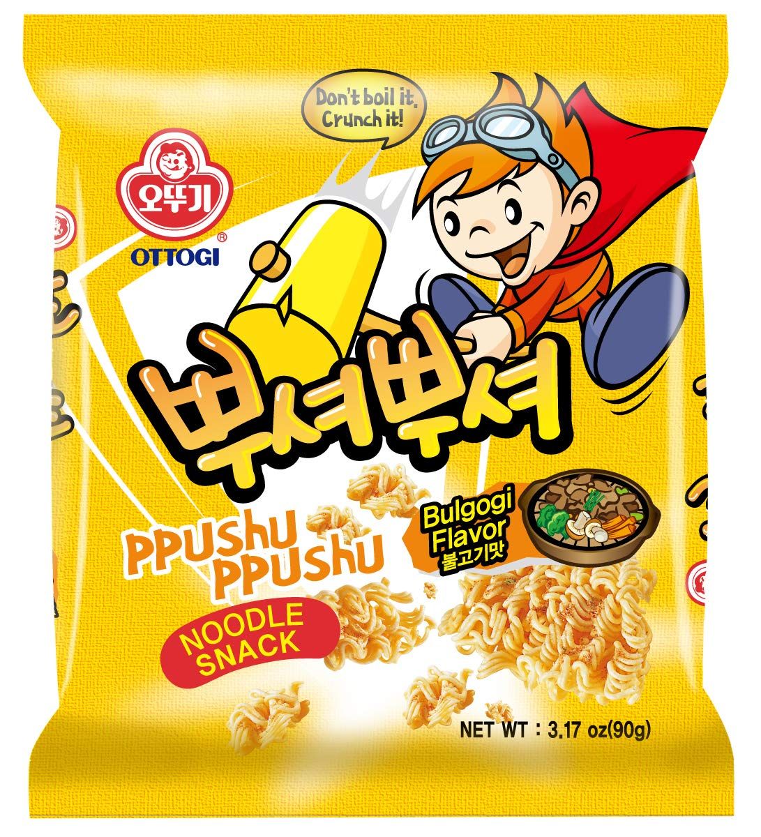 OTTOGI PPUSHU PPUSHU NOODLE SNACK- Bulgogi Flavor (90g) - 24 Pack