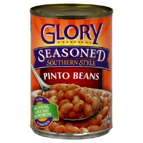 Glory Foods, Seasoned Pinto Beans, 15.5oz Can (Pack of 6)