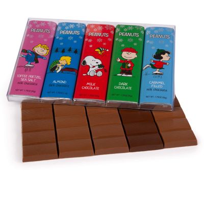 Peanuts Chocolate Christmas Variety Pack, Snoopy Gourmet Bar Snack Set, Charlie Brown Gifts for Kids, 1.75oz 5-Bar Rich Belgian Chocolate Holiday Box, Kosher Candy, Prime Delivery Peanuts Chocolate Christmas Variety Pack, Snoopy Gourmet Bar Snack Set, Charlie Brown Gifts for Kids, 1.75oz 5-Bar Rich Belgian Chocolate Holiday Box, Kosher Candy, Prime Delivery