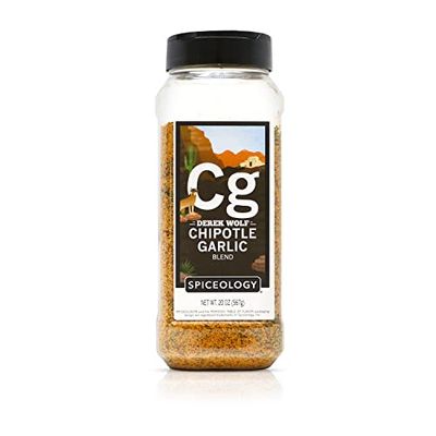 Spiceology &amp; Derek Wolf - Chipotle Garlic Seasoning - Southwest Barbeque Rubs, Seasonings and Spice Blends - Use On: Pork, Wings, Eggs, Chicken, Beef, Ribs, Tacos and Vegetables - 20 oz