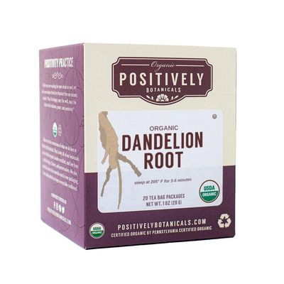 Organic Positively Botanicals Company, Dandelion Root Herbal Tea Bags, 20 Count