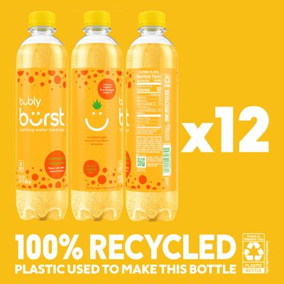 bubly burst, Pineapple Tangerine, 16.9 FL Oz Bottles (Pack of 12)