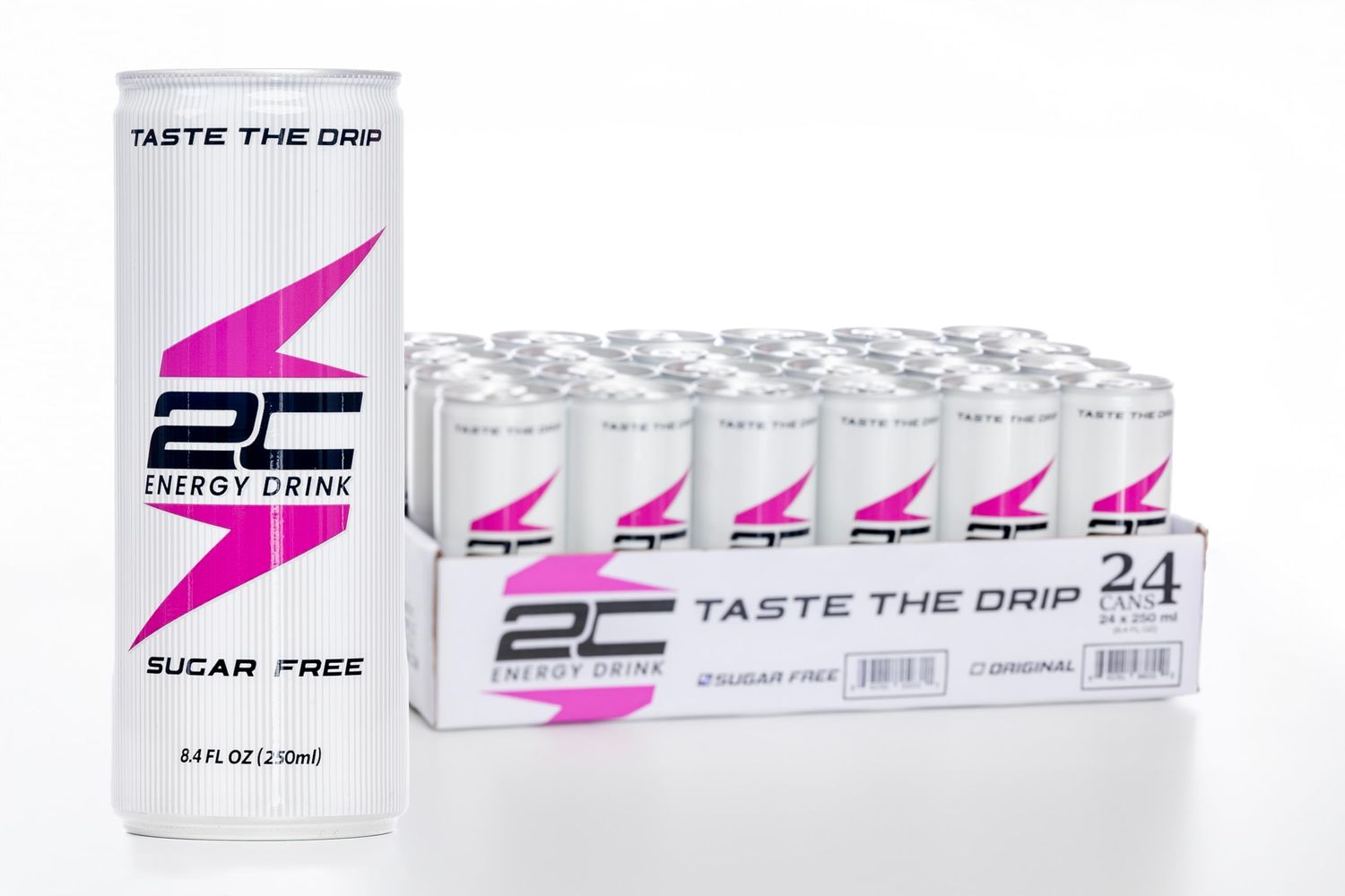 Stay Energized with 2C Energy Drink Pack - 24 Cans of Natural Boost | 250ml Each (Sugar Free)