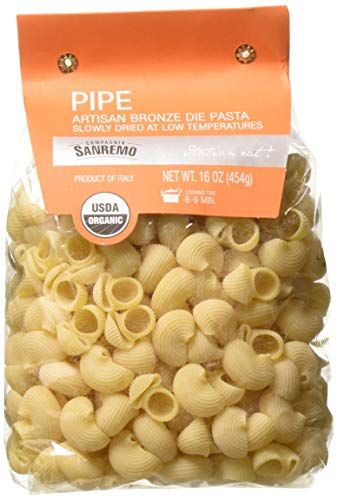 Compagnia Sanremo Italian Organic Pipe Pasta - 100% Durum Wheat Semolina Pipe - 16 Ounce (Pack Of 4) - Product Of Italy