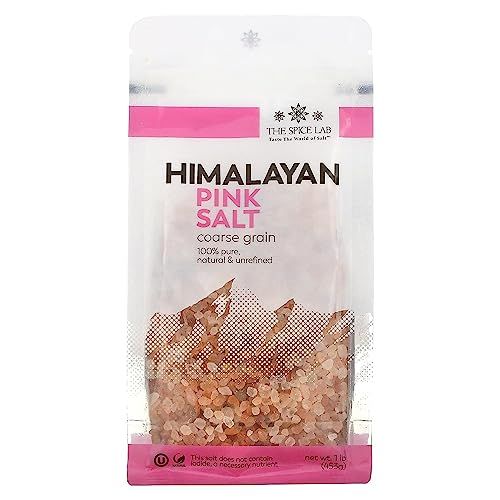 The Spice Lab Himalayan Salt - Coarse 1 Pound - Pink Himalayan Salt is Nutrient and Mineral Dense for Health - Gourmet Pure Crystal Kosher &amp; Natural Certified