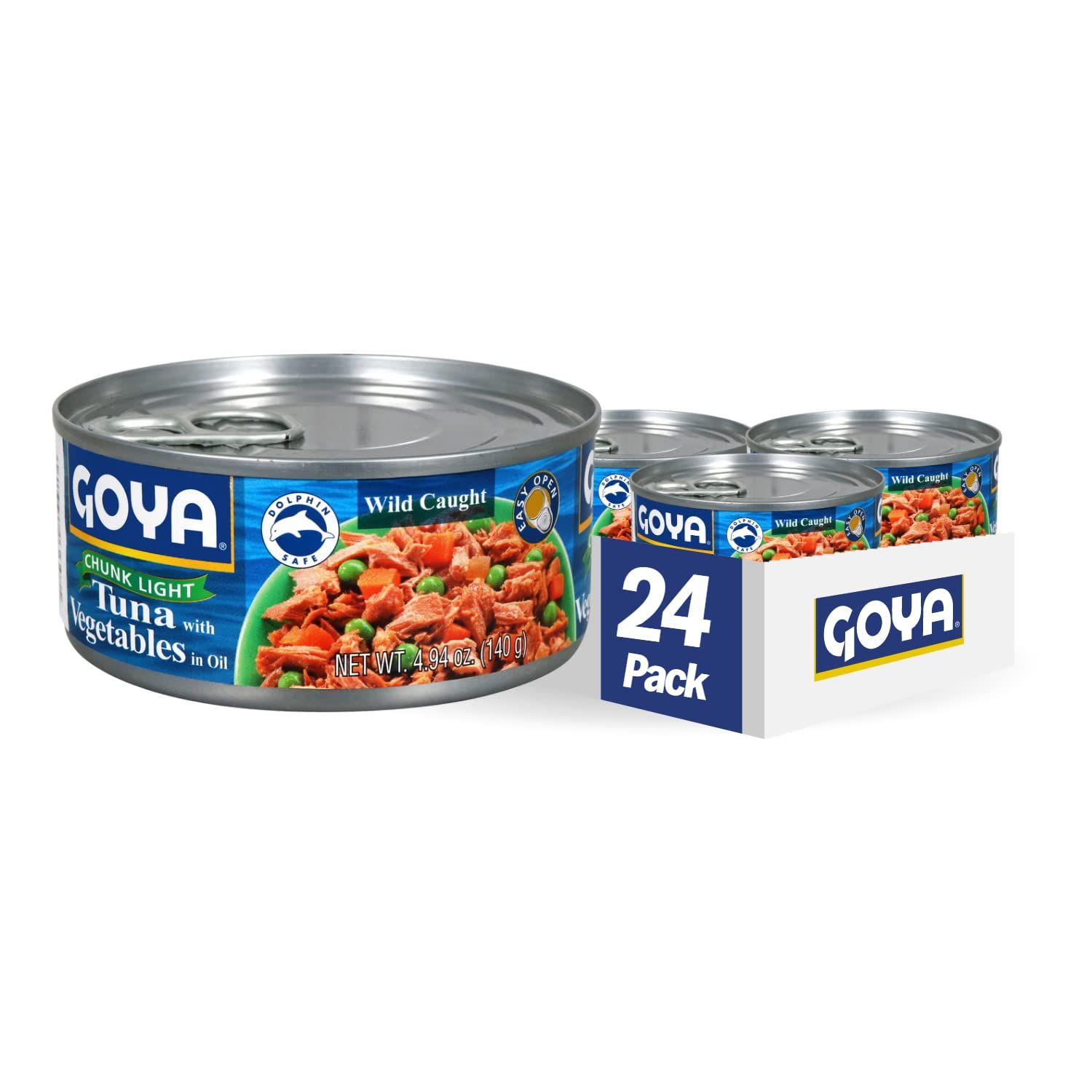 Goya Foods Chunk Light Tuna with Vegetables, Wild Caught, 4.94 Ounce (Pack of 24)