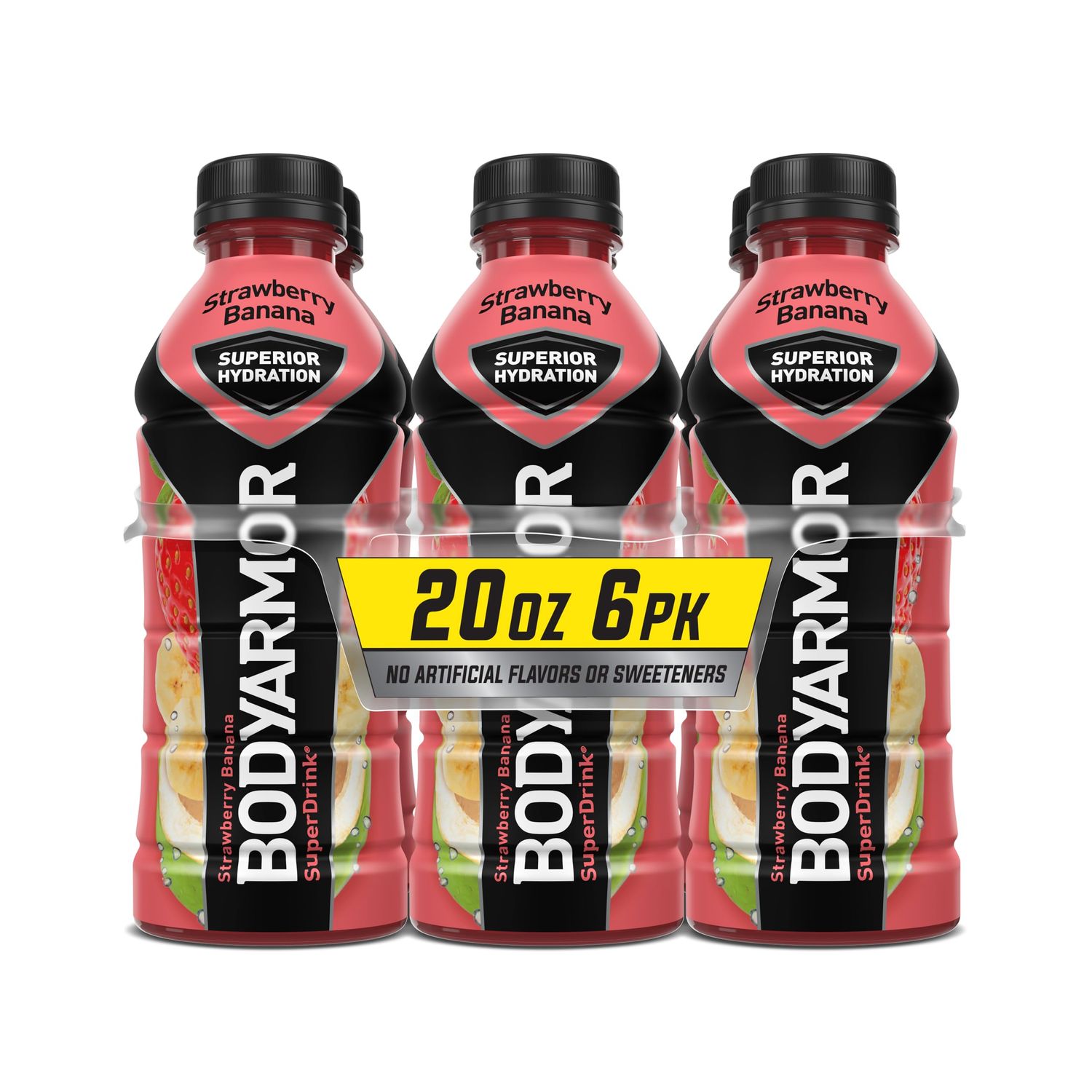 BODYARMOR Sports Drink Sports Beverage, Strawberry Banana, Coconut Water Hydration, Natural Flavors With Vitamins, Potassium-Packed Electrolytes, Perfect For Athletes, 20 Fl Oz (Pack of 6)