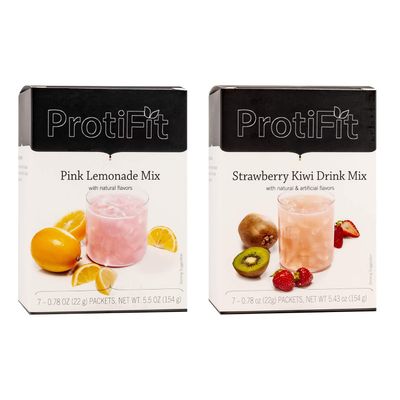 PROTIFIT - High Protein Pink Lemonade &amp; Strawberry Kiwi Fruit Drink 2 Pack, 15g Protein, Low Calorie, Sugar Free, Ideal Protein Compatible, 7 Servings Per Box, (2 Pack)