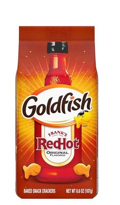 Goldfishs Crackers, Limited Edition Frank&#39;s RedHot Snack Crackers, 6.6 oz. bag w/JS REDHOK DEALZ Sticker