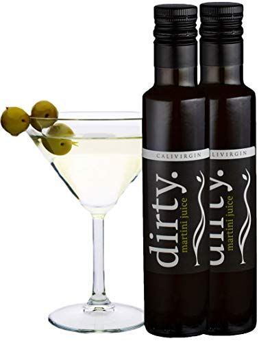 Calivirgin Dirty Martini Mix - Uses Certified Organic Olive Brine - All-Natural Dirty Martini Juice From Handpicked California Olives - No Preservatives - Dirty Martini Juice Bottle - 2 X 250 ml