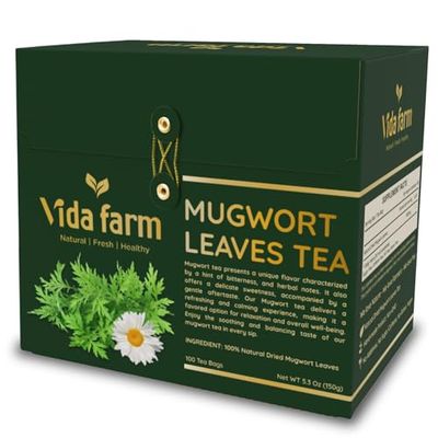 VIDA FARM 100 Mugwort Tea Bags, Natural Mugwort Leaves Tea Bags, Dried Mugwort Herbal Tea, Mugwort Leaf Tea, No Sugar, No Caffeine, No Gluten