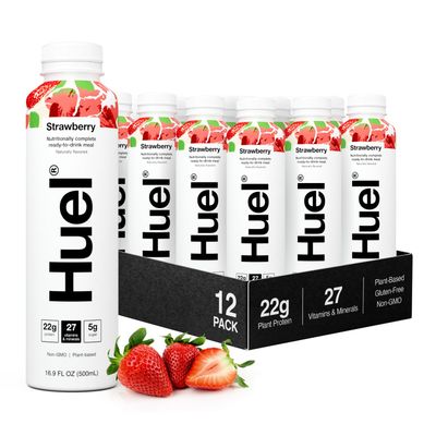 Huel ReadytoDrink  Strawberry Shortcake Meal Replacement Drink  High Protein Drink  Nutritionally Complete Low Sugar High Fiber Plant Based Vegan Healthy  22g Protein Per Bottle 169 Fl Oz 12 Pack