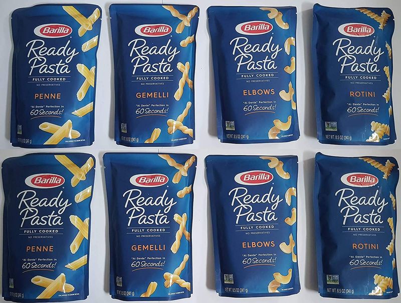 8-pack Variety, Barilla Ready Pasta: 2 pouches each of Rotini, Penne, Elbows, and Gemelli [2020]