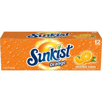 Sunkist Orange Soda, 12 fl oz cans, 12 pack